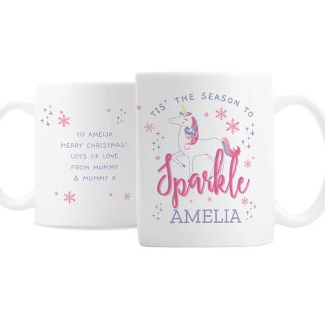 Personalised Unicorn Season to Sparkle Christmas Mug £9.99